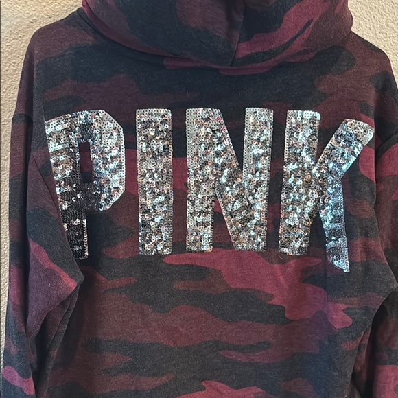 PINK Victoria's Secret Sweaters - Oversized small Camo Hoodie with bling